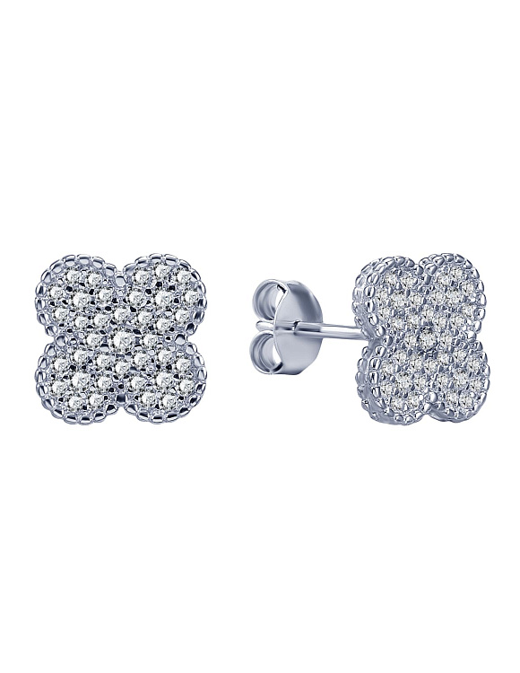 Серьги серебро 925 серебряные гвоздики клевер Miestilo  2