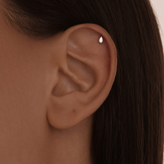 Серебряный пирсинг капля Miestilo
