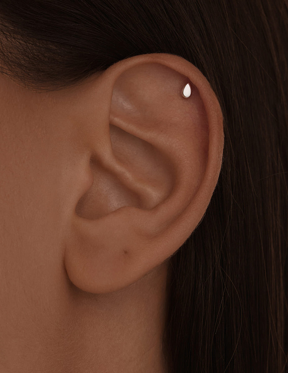 Серебряный пирсинг капля Miestilo