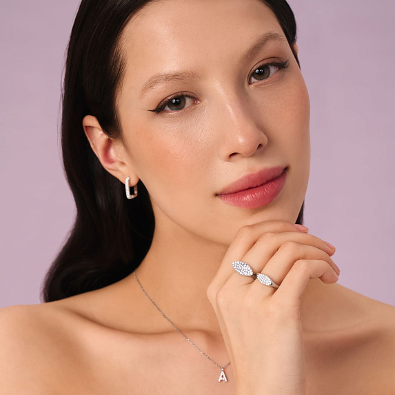 Серебряное кольцо с россыпью фианитов Miestilo
