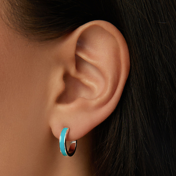Серьги серебро 925 гвоздики женские кольца эмаль Miestilo