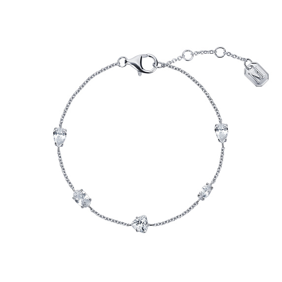 Серебряный браслет с фианитами в огранке овал Miestilo