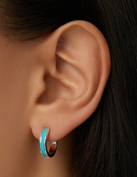 Серьги серебро 925 гвоздики женские кольца эмаль Miestilo