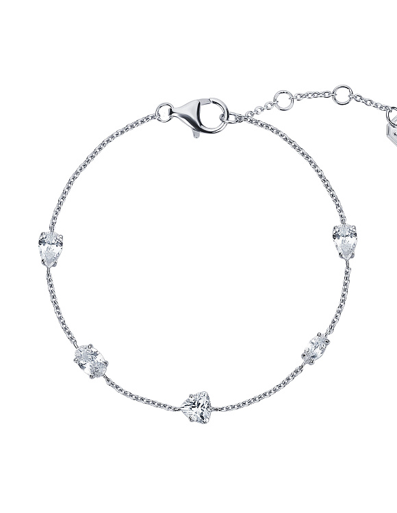 Серебряный браслет с фианитами в огранке овал Miestilo  2