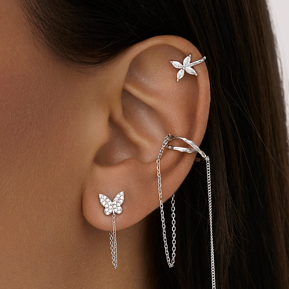 Серьги серебро 925 серебряные гвоздики женские бабочки Miestilo
