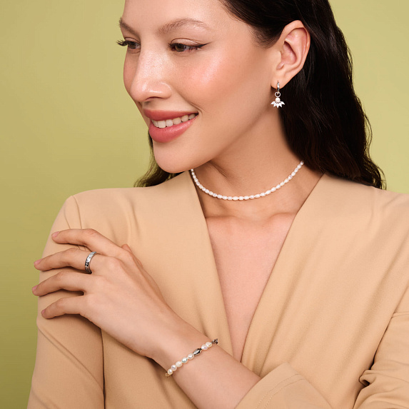 Серебряный браслет из натурального жемчуга Miestilo