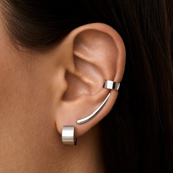 Серьга кафф серебро 925 моносерьга серебряная одиночная Miestilo