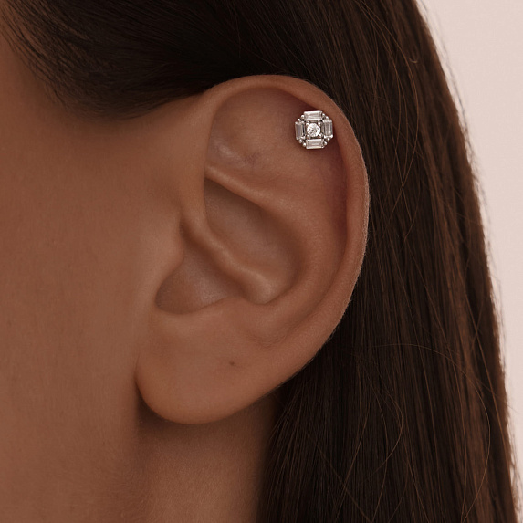 Серебряный пирсинг с фианитами Miestilo