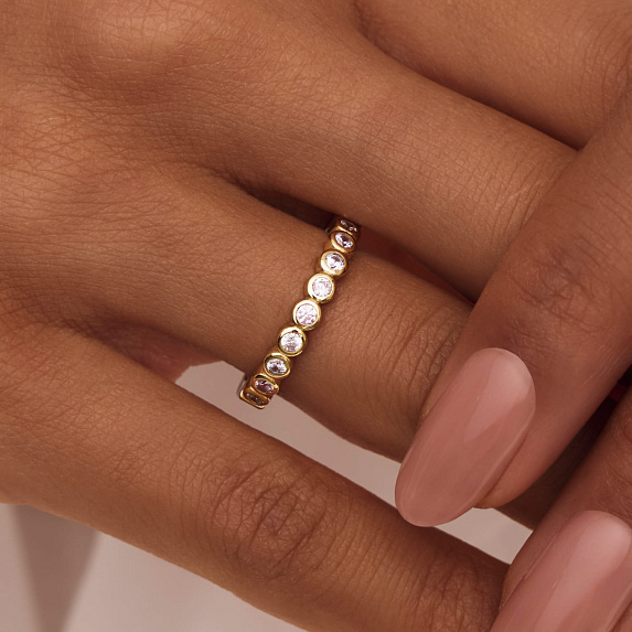 Серебряное кольцо биколор с фианитами Miestilo