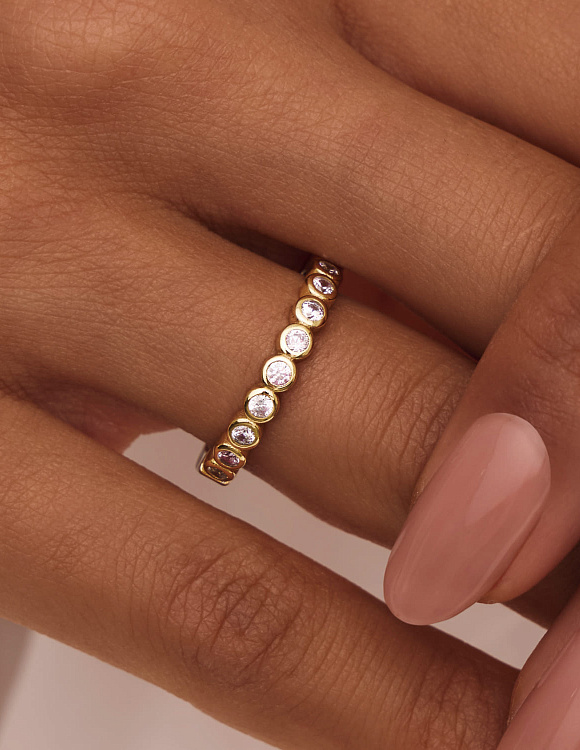 Серебряное кольцо биколор с фианитами Miestilo