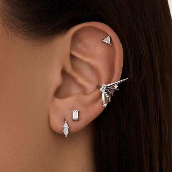 Серебряный кафф с фианитами Miestilo