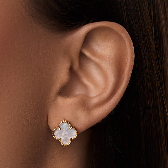 Серьги серебро 925 серебряные van cleef клевер Miestilo
