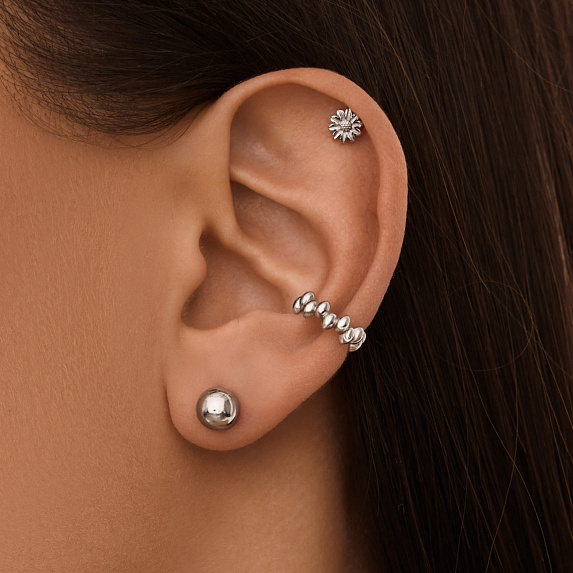 Серебряные серьги гвоздики шар Miestilo