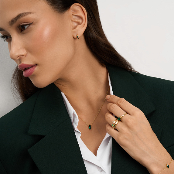 Серебряное колье с фианитом в огранке маркиз Miestilo