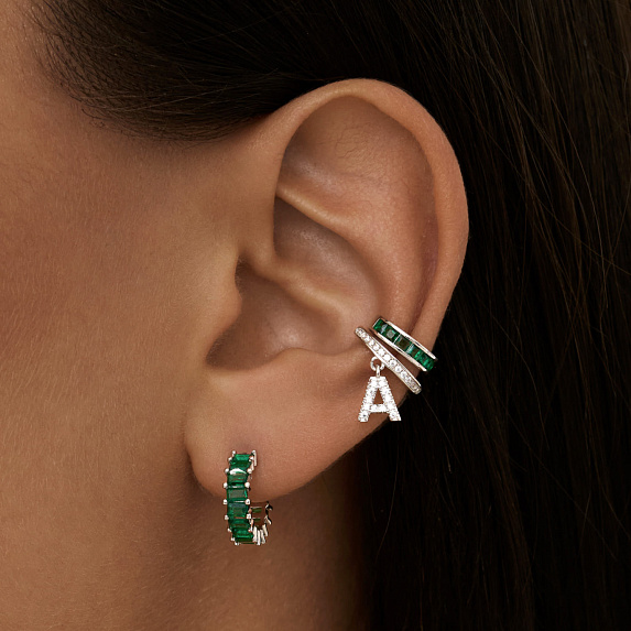 Серьги кольца серебро 925 гвоздики серебряные с камнями Miestilo