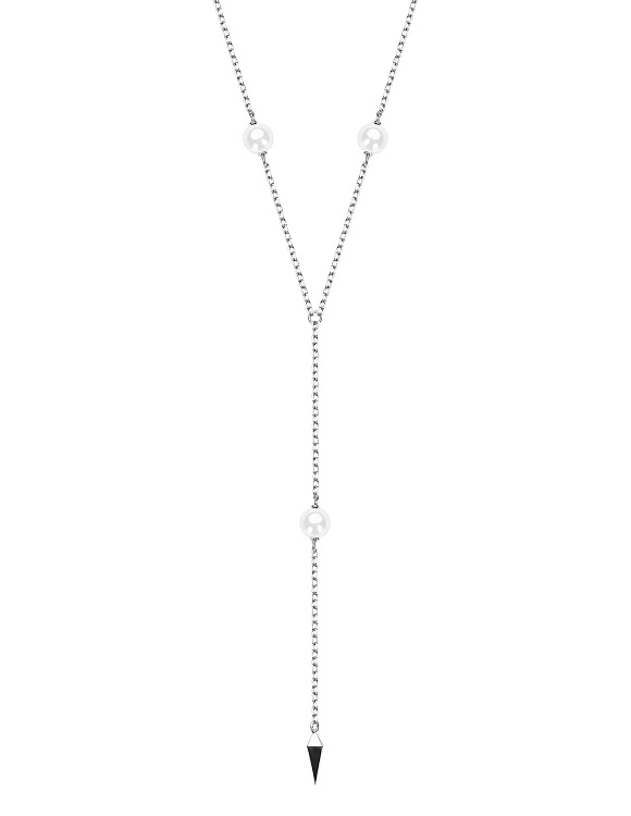 Серебряное колье галстук с искусственным жемчугом Miestilo  2