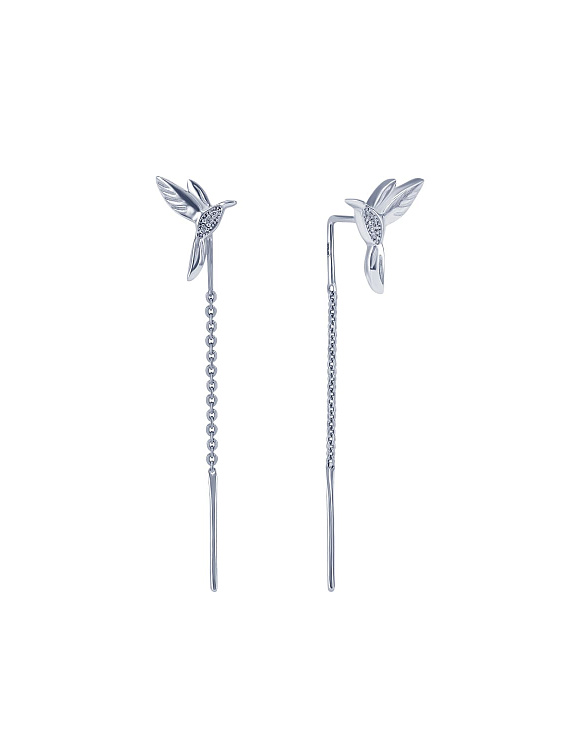 Серьги серебро 925 протяжки длинные Miestilo  2