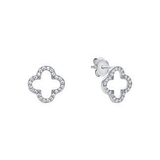 Серьги серебро 925 серебряные гвоздики клевер Miestilo