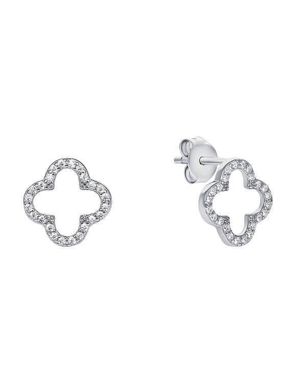 Серьги серебро 925 серебряные гвоздики клевер Miestilo  2