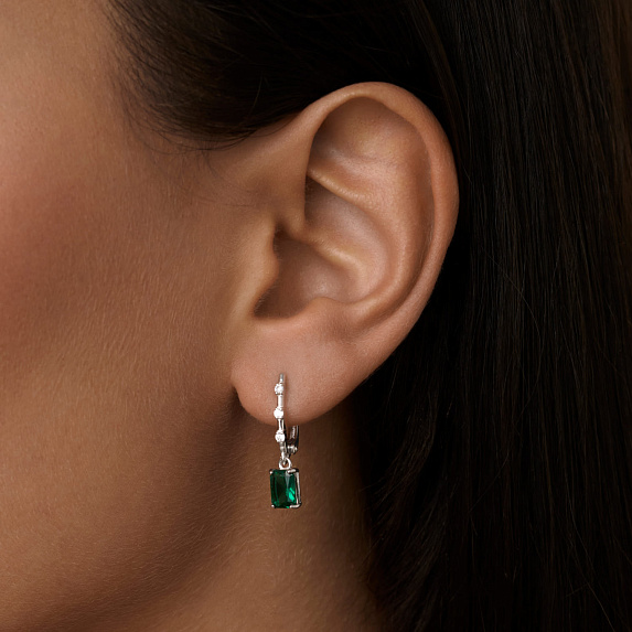 Серьги серебро 925 с камнями длинные Miestilo