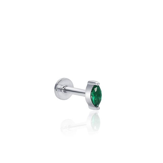 Серебряный пирсинг в ухо с фианитом в огранке маркиз MIESTILO Miestilo