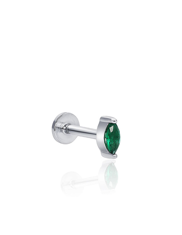 Серебряный пирсинг в ухо с фианитом в огранке маркиз MIESTILO Miestilo  2