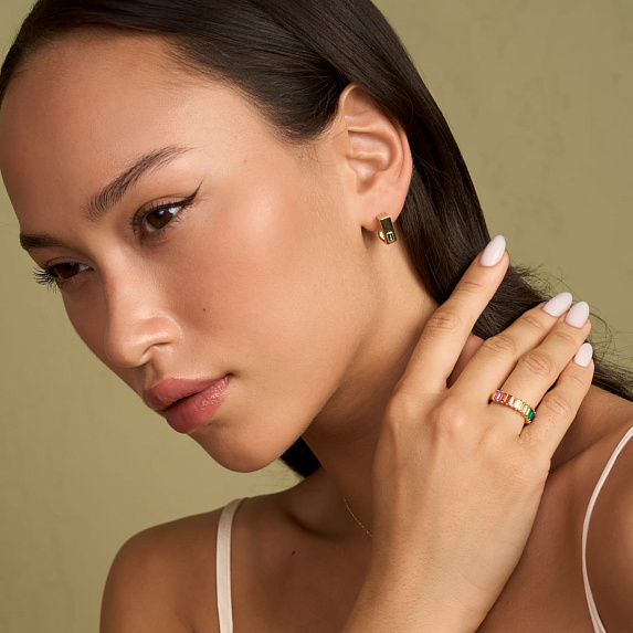 Серьги серебро 925 серебряные гвоздики позолоченные Miestilo