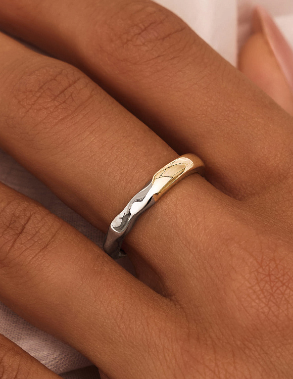 Кольцо серебро 925 ювелирное серебряное биколор Miestilo