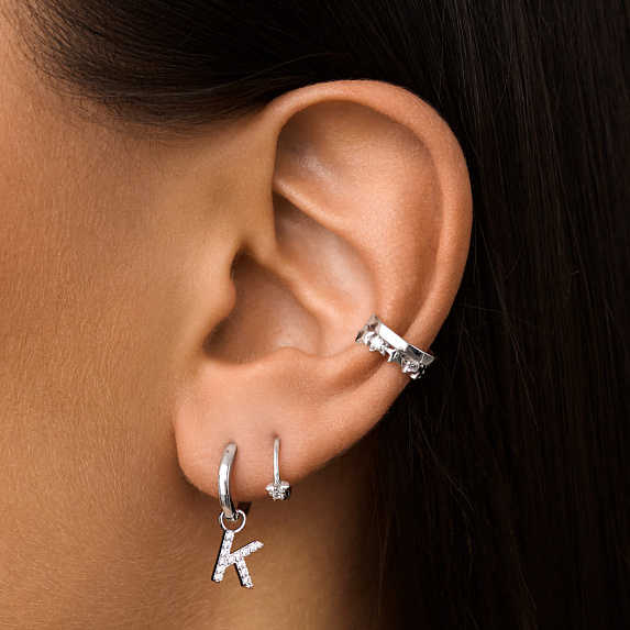 Серьги конго серебро 925 трансформеры с буквой K Miestilo
