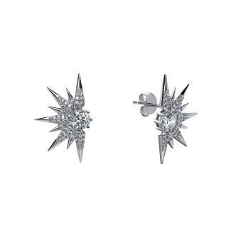 Серебряные серьги гвоздики с фианитами Miestilo