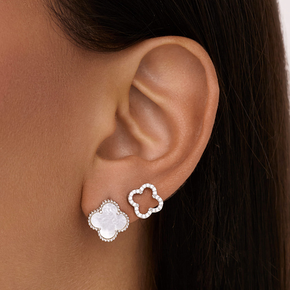 Серьги серебро 925 серебряные гвоздики клевер Miestilo