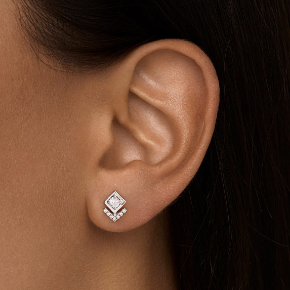 Серьги серебро 925 серебряные гвоздики с камнями квадратные Miestilo