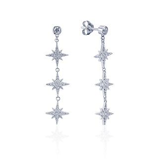 Серебряные пусеты с подвесками в виде звезд MIESTILO Miestilo