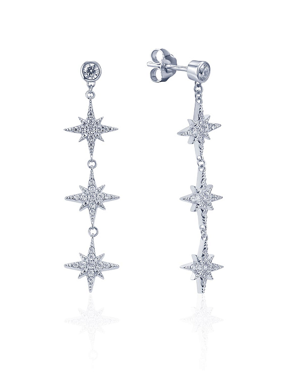 Серебряные пусеты с подвесками в виде звезд MIESTILO Miestilo  2