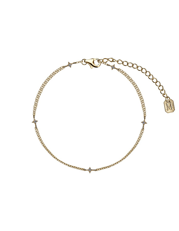 Позолоченный браслет на ногу со звездочками Miestilo  2