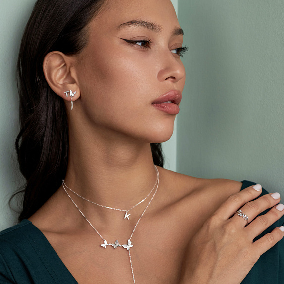 Моносерьга серебро 925 гвоздик c буквой T Miestilo