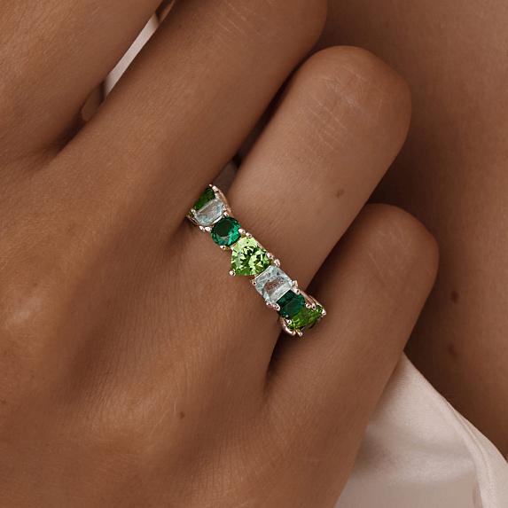 Серебряное кольцо с цветными фианитами Miestilo