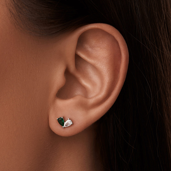 Серебряные серьги с фианитами в огранке груша Miestilo