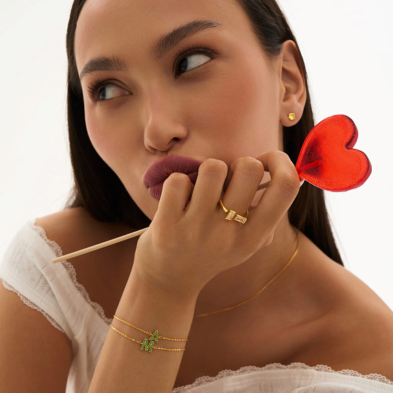 Серебряные пусеты с желтыми фианитами  Miestilo