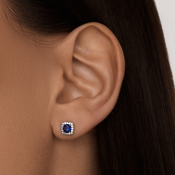 Серьги серебро 925 серебряные гвоздики с камнями Miestilo