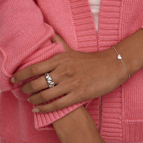 Серебряное кольцо сердца MIESTILO Miestilo