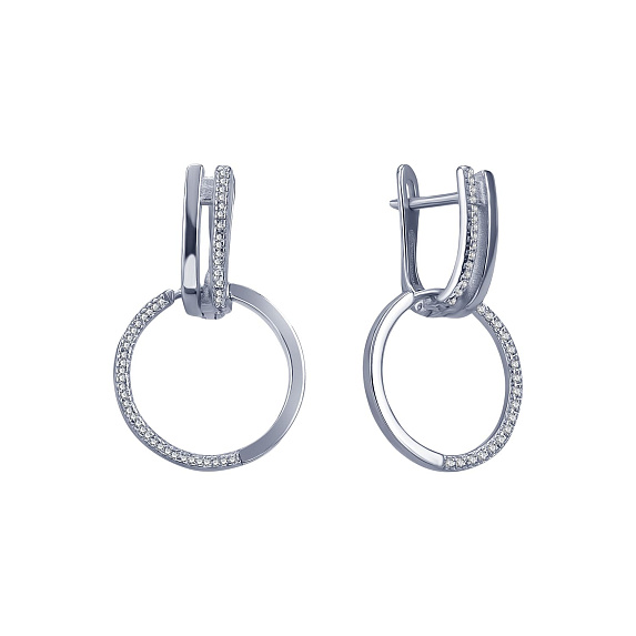 Серьги серебро 925, серьги кольца серебро, серьги с фианитами Miestilo