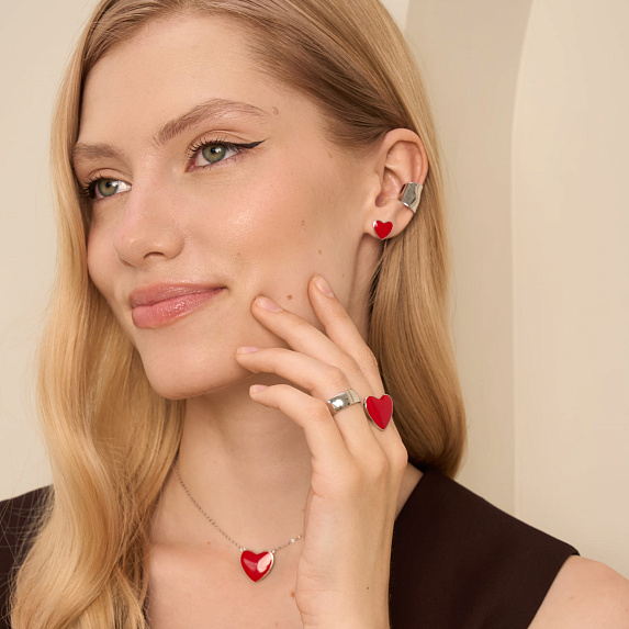 Серьги серебро 925 серебряные гвоздики сердечки Miestilo
