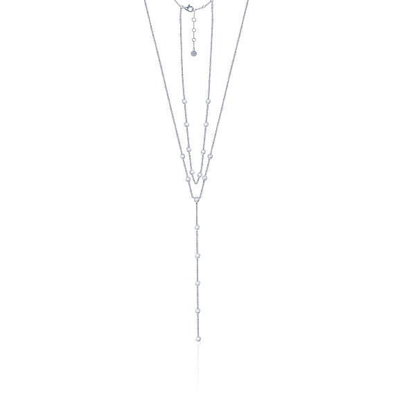 Длинное колье-галстук из серебра с фианитами MIESTILO  Miestilo