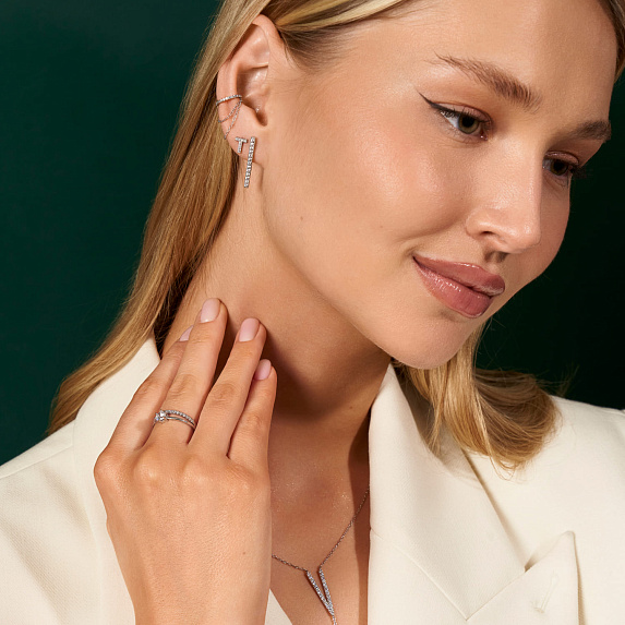 Моносерьга серебро 925 гвоздик c буквой T Miestilo