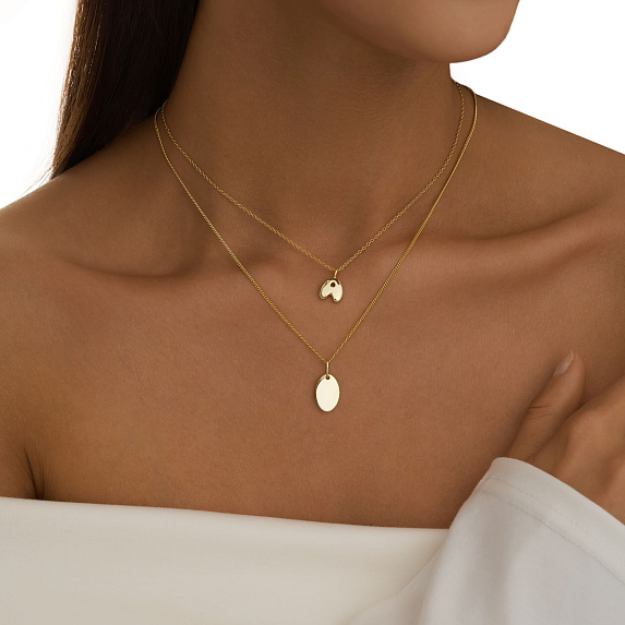 Серебряное колье позолоченое с буквой А bubble small Miestilo