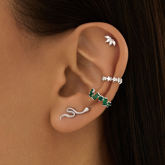 Серьги клаймберы серебро 925 змеи без застежки Miestilo