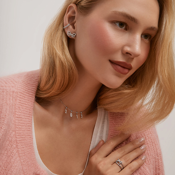 Серебряный шарм с фианитами цифра 0 Miestilo
