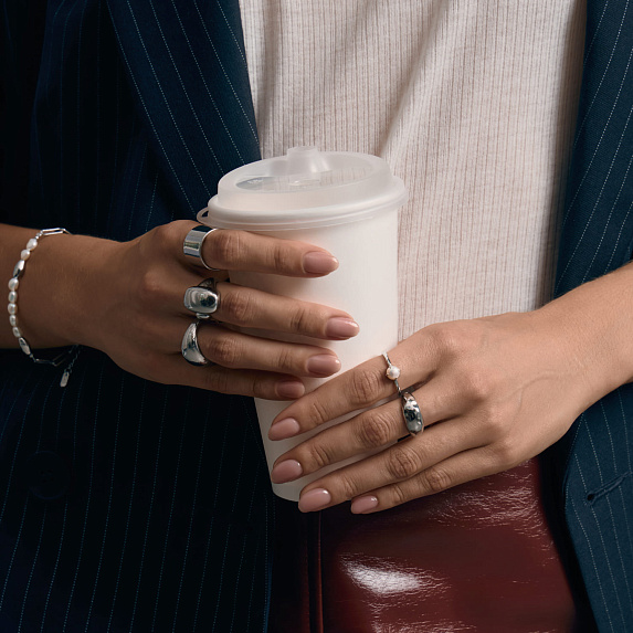 Серебряное кольцо глянец h 14мм Miestilo