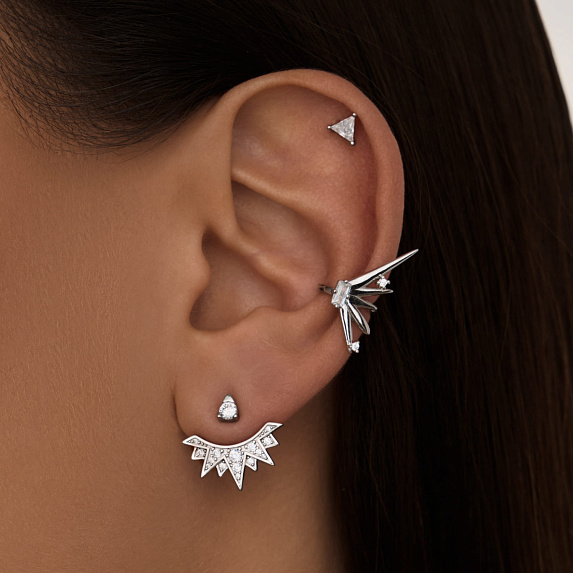 Серебряный кафф с фианитами Miestilo